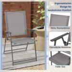 Sulankstomas lauko kėdžių komplektas su aukštu atlošu (Pilka)