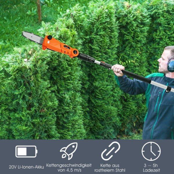 Akumuliatorinis teleskopinis grandininis pjūklas (Įvairiaspalvė)