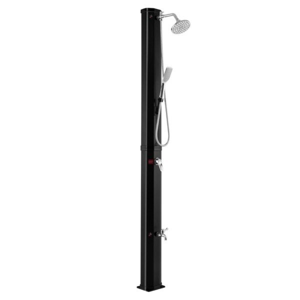 Lauko dušas su saulės energija ir pėdų plautuve (Juoda)