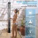 Lauko dušas su saulės energija ir pėdų plautuve (Juoda)