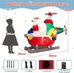 Pripučiamas Kalėdų Senelis su sraigtasparniu ir LED apšvietimu (Spalvota)