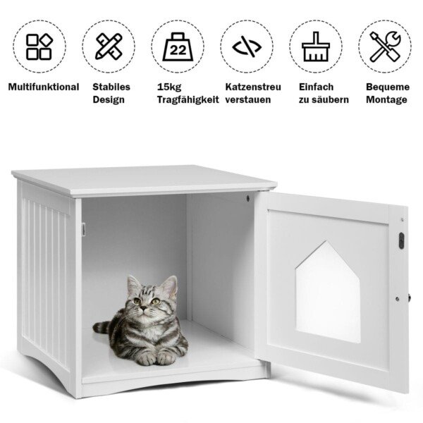 Medinis namelis katėms 51x49x47 cm (Balta)