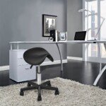 Reguliuojamo aukščio pasukama balno taburetė su ratukais (Juoda)