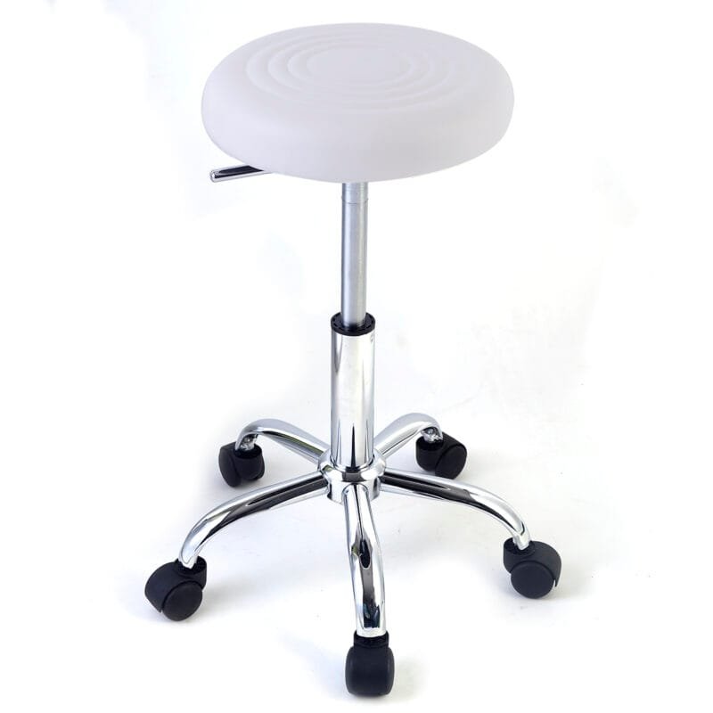 Sukamoji taburetė su ratukais ir reguliuojamu aukščiu (Balta)