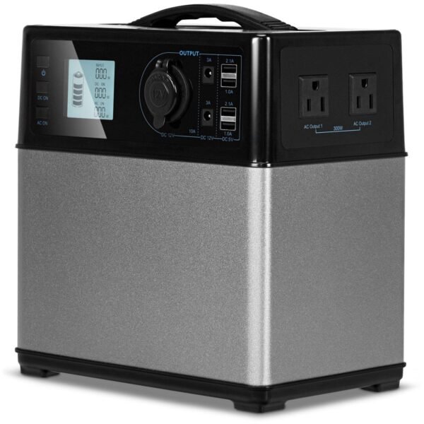 Nešiojama elektros stotis su 400 Wh ir 4 USB jungtimis (Juoda)