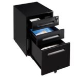 Kompaktiškas biuro konteineris su trimis stalčiais (Juoda)