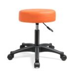 Reguliuojamo aukščio sukamoji taburetė su ratukais (Oranžinė)