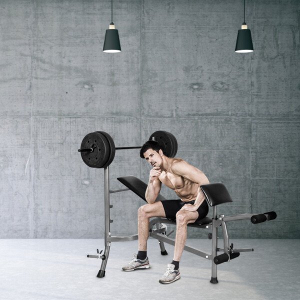 Daugiafunkcinis treniruočių suoliukas su štanga (Juoda)