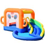 Pripučiama pilis su čiuožykla ir baseineliu vaikams (Spalvota)