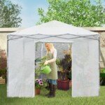 Sodo šiltnamis su stogeliu ir stebėjimo langeliais 300x300x256-275 cm (Balta)