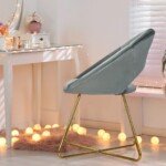 Polsterintas fotelis su metalinėmis kojomis makiažo stalui ar svetainei iki 120 kg (Pilka)