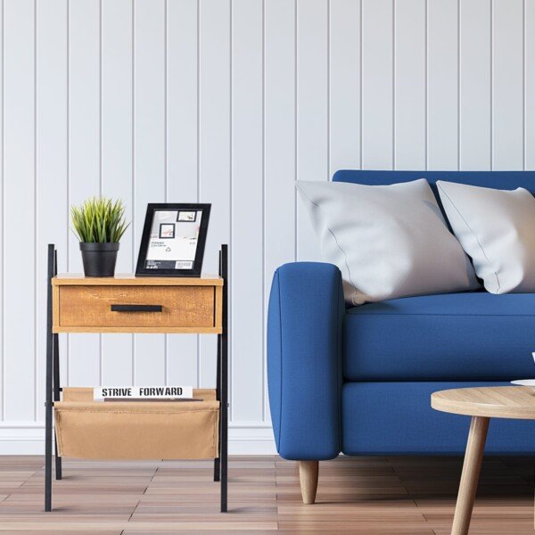 Spintelė prie lovos su stalčiumi 44 x 40 x 62 cm (Natūrali)