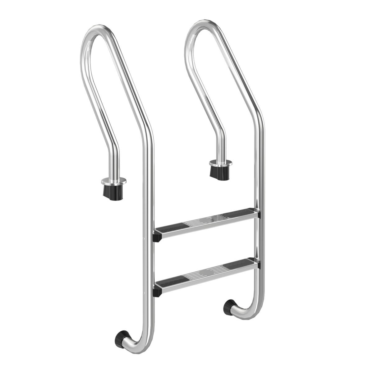 Dvipakopiai baseino laiptai su atrama (Sidabrinė)