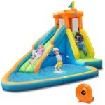 Pripučiama vandens pilis su čiuožykla ir laipiojimo sienele (Spalvota)