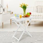 Sulenkiamos serviravimo staliukai su rankenomis (Balta)