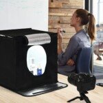 Nešiojama LED fotostudija su penkiais fonais (Juoda)