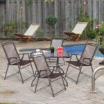 Sulankstomos lauko kėdės (4 vnt.) (Ruda)