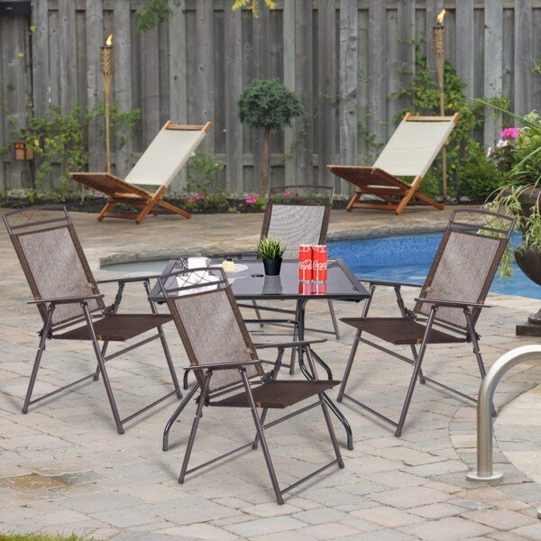 Sulankstomos lauko kėdės (4 vnt.) (Ruda)