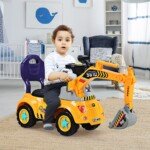 Vaikutis darbinis ekskavatorius su dviem kaušais (Geltona)