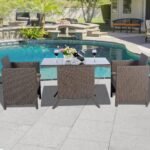 Lauko baldų komplektas su pagalvėlėmis (Ruda)