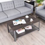 Stalinis kavos staliukas su metalinėmis kojomis (Pilka)