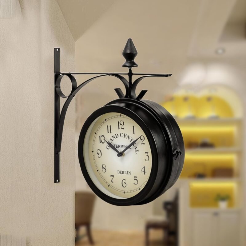 Sieninis dvipusis retro laikrodis (Juoda)