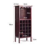 Medinė kolonijinio stiliaus vyno lentyna su 20 butelių ir taurių laikikliais (Vyno raudona)