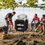 Nešiojama lauko virtuvėlė su dviejomis lentynomis (Juoda ir balta)