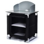 Nešiojama lauko virtuvėlė su dviejomis lentynomis (Juoda ir balta)