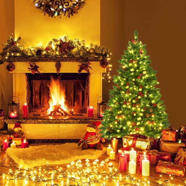 Dirbtinė kalėdinė eglutė su LED lemputėmis ir dekoracijomis (Žalia)