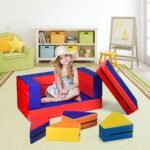 4-in-1 transformuojama vaikų minkštų blokelių sėdimoji grupė ir čiužinys (Spalvota)
