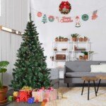 Dirbtinė Kalėdų eglutė 180 cm aukščio su kankorėžiais ir tankiomis šakelėmis (Žalia)