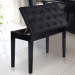 Pianino suoliukas su daiktadėže (Juoda)