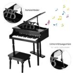 Medinis vaikiškas pianinas su 30 klavišų ir suoliuku (Juoda)