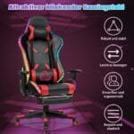 Ergonomiška žaidimų kėdė su reguliuojama atlošo ir ištraukiama kojų atrama (Raudona)