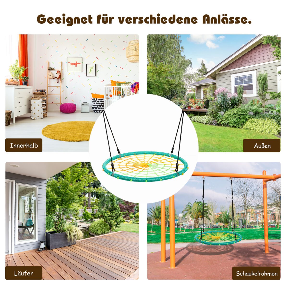 Vaikų tinklinė sūpynė (Ø 100 cm) (Žalia)