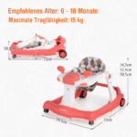 Mokomasis vežimėlis su reguliuojamu aukščiu (Oranžinė)