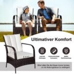 3 dalių lauko baldų komplektas su stalu ir dviem kėdėm (Balta)
