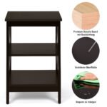 Kavos staliukas su trimis lentynomis 40x40x61 cm (Ruda)