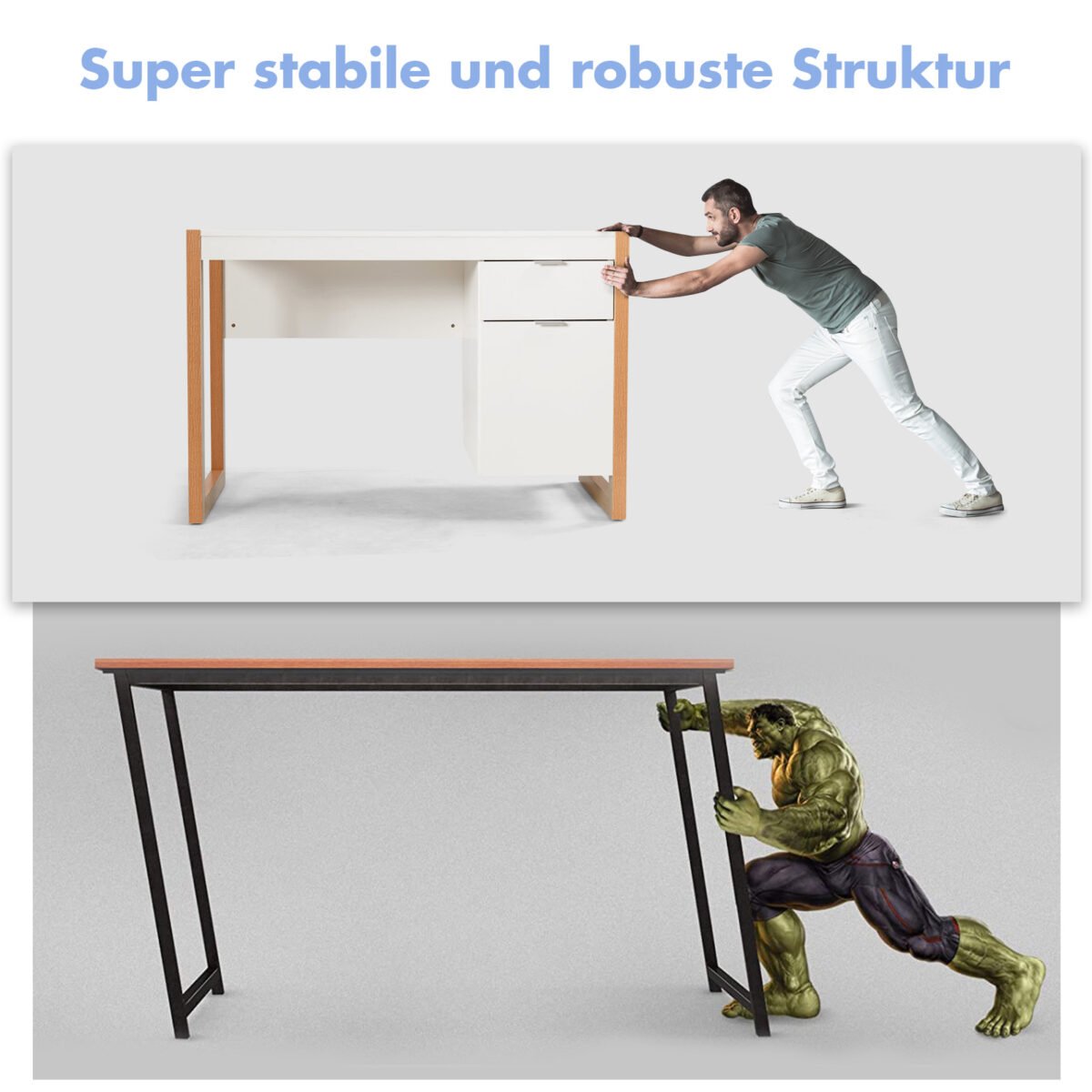 Modernus rašomasis stalas su laikymo skyriumi (Balta)