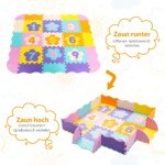 Daugiafunkcinis EVA putplasčio dėlionės kilimėlių rinkinys su tvorele (Spalvotas)
