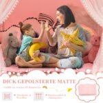 Didelė vaikų žaidimų palapinė su paminkštintu dugnu (Rožinė)