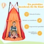 Lizdinė sūpynė su žaidimų palapine 100 cm skersmens (Oranžinė)