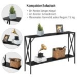 Dvipusis konsolinis staliukas su metaliniu rėmu 120 x 23 x 74 cm (Juoda)