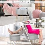 Apdailos kėdutė su daiktadėže ir metalinėmis kojomis (Pilka)