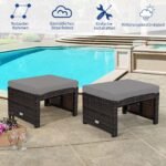 Lauko pufas-sėdynė iš PE rotango su pagalve (Pilka)