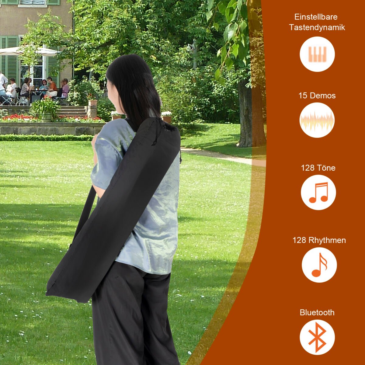 Nešiojama skaitmeninė klaviatūra su 88 klavišais ir integruotais garsiakalbiais (Balta)