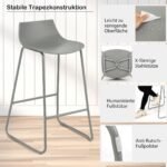 Baro kėdžių komplektas 69 cm sėdimojo paviršiaus aukštis su atrama kojoms (Pilka)