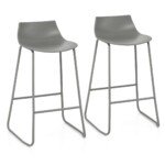 Baro kėdžių komplektas 69 cm sėdimojo paviršiaus aukštis su atrama kojoms (Pilka)