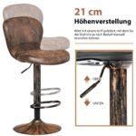 Baro kėdžių komplektas su atrama kojoms 2 vienetai (Rustikalinė ruda)